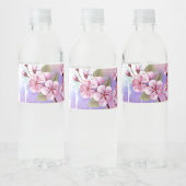 Roze Sakura op het schilderen Achtergrond Waterfles Etiket (Flessen)