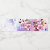 Roze Sakura op het schilderen Achtergrond Waterfles Etiket (Enkel label)
