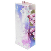 Roze Sakura op het schilderen Achtergrond Wijn Cadeautas (Achterkant Gekanteld)