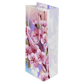 Roze Sakura op het schilderen Achtergrond Wijn Cadeautas (Voorkant Gekanteld)