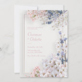 Roze Sakura Romantische Minimalistische Frame Trou Kaart (Voorkant)