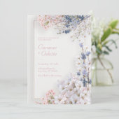 Roze Sakura Romantische Minimalistische Frame Trou Kaart (Staand voorkant)