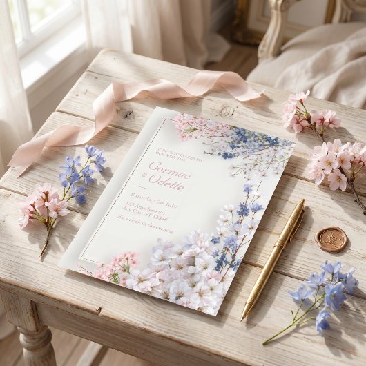 Roze Sakura Romantische Minimalistische Frame Trou Kaart