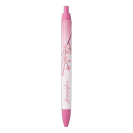 Roze Sakura Tak Met Gepersonaliseerde Naam Zwarte Inkt Pen