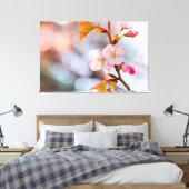 Roze Sakura tegen de grijze achtergrond Canvas Afdruk (Insitu (Slaapkamer))