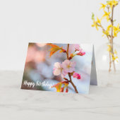 Roze Sakura tegen de grijze achtergrond Kaart (Gele Bloem)