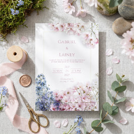 Roze Sakura Turquoise Blad Gouden Frame Krans Brui Kaart