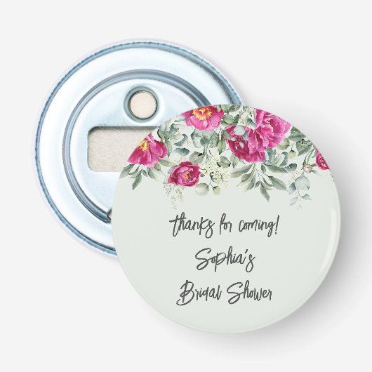 Roze Salie Bloemen Bloemen Bloemen Douche Favoriet Button Flesopener (Voorkant)