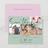 Roze Salie Bloemige Trouw 'Save the Dates' (Voorkant / Achterkant)
