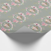 Roze Salie Bloemkruis BAUTIZO Doop Bautismo Cadeaupapier (Hoek)