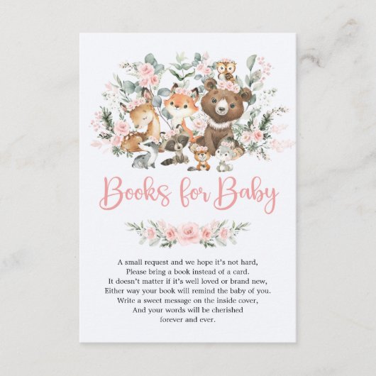 Roze Salie Green Woodland Dieren Boeken voor Baby Informatiekaartje (Voorkant)