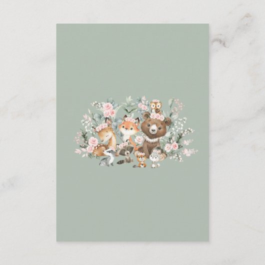 Roze Salie Green Woodland Dieren Boeken voor Baby Informatiekaartje (Achterkant)