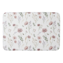 Roze Salie Groen Aquarel Wilde Bloem  Badmat