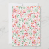 Roze Salie Groen Bloemen Quinceanera Kaart (Achterkant)