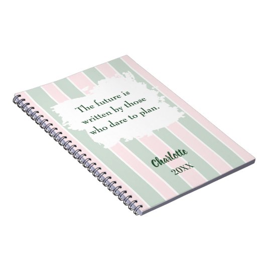 Roze salie groen inspirerend citaat schrijven notitieboek (Rechterzijde)