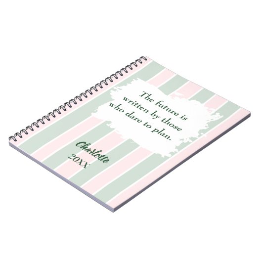 Roze salie groen inspirerend citaat schrijven notitieboek (Linkerzijde)