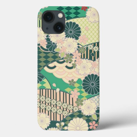 Roze Salie Groen Japans Kimono Bloemen Case-Mate iPhone Case (Achterkant)