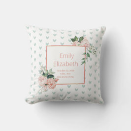 Roze Salie Groen Waterverf Bloem Baby Meisje Kussen