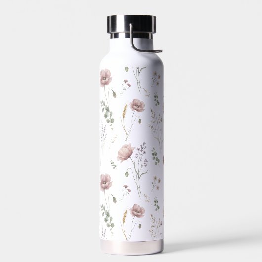 Roze Salie Groene Aquarel Wilde Bloem Waterfles (Links)