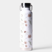 Roze Salie Groene Aquarel Wilde Bloem Waterfles (Voorkant)
