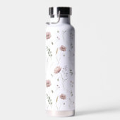 Roze Salie Groene Aquarel Wilde Bloem Waterfles (Rechts)