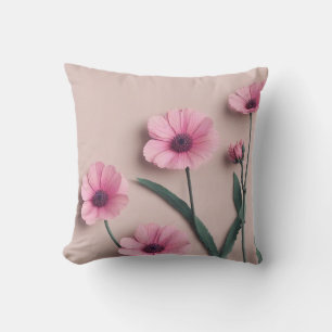 Roze Salie Groene Bloemen Laat Waterverf Patroon Buitenkussen