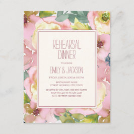 Roze Salie Groene Trouw Rehearsal Dinner Kaart