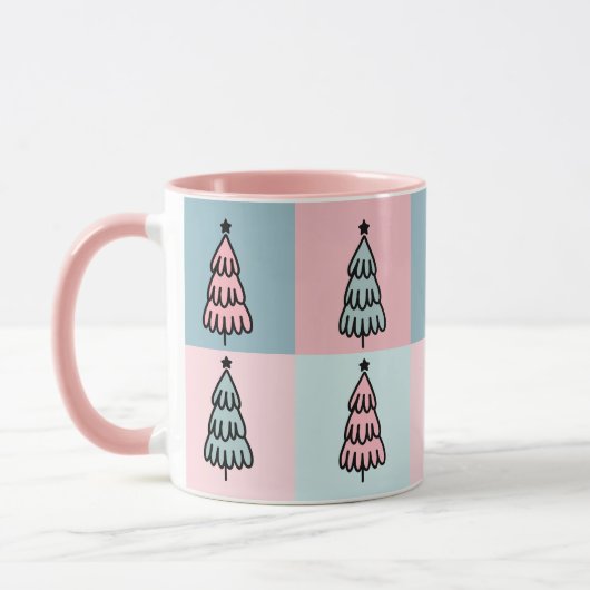Roze Salie Kerstboom Patroon Mok (Links)