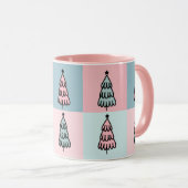Roze Salie Kerstboom Patroon Mok (Voorkant rechts)