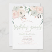 Roze Salie Mint Groen Moderne Bloem Verjaardagsfee Kaart (Voorkant)