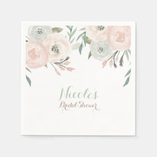 Roze & salie muntgroene moderne bloemrijke elegant servetten