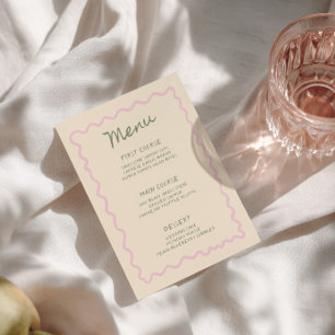 Roze Salie Whimsical Handgeschreven Menukaart Kaart