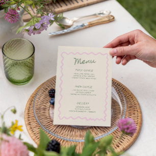 Roze Salie Whimsisch Handgeschreven Menu