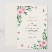 Roze Salieblad Eucalyptus Bruiloft Kaart (Voorkant / Achterkant)