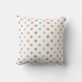 Roze & Saliegroen Pastel Stippen Kussen (Voorkant)