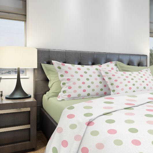 Roze & Saliegroen Pastel Stippen Kussensloop