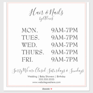 Roze Salon Business Sign Sticker