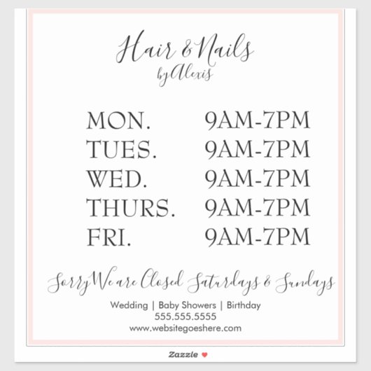 Roze Salon Business Sign Sticker (Vel)