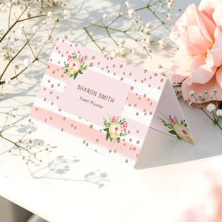 Roze Salon Haar Make-up Witte Strepen Visitekaartje