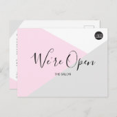 Roze Salon logo We zijn open Covid-19 veiligheid Briefkaart (Voorkant / Achterkant)