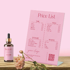 Roze Salon Schoonheid Prijslijst Reclamebord Met Voetstuk