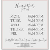 Roze Salon Zakelijk Bord Sticker (Voorkant)