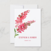 Roze Salvia Elegant Floral Weddenschap Hartelijk d Bedankkaart (Voorkant)