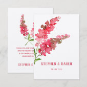 Roze Salvia Elegant Floral Weddenschap Hartelijk d Bedankkaart (Voorkant / Achterkant)