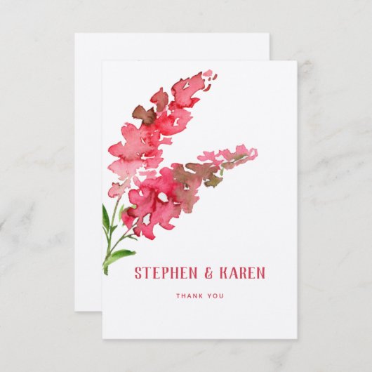 Roze Salvia Elegant Floral Weddenschap Hartelijk d Bedankkaart (Voorkant / Achterkant)
