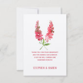 Roze Salvia Elegant Floral Weddenschap Hartelijk d Bedankkaart (Achterkant)