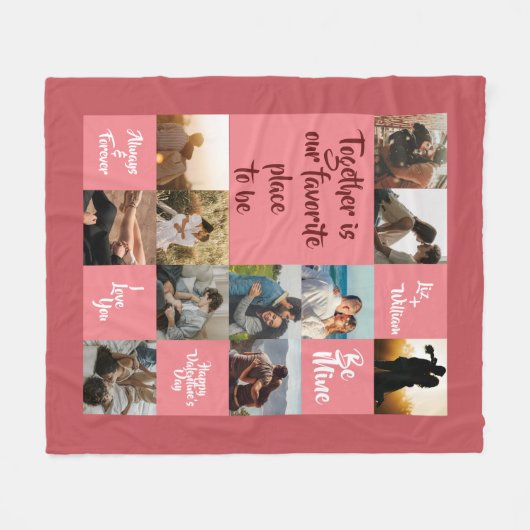 Roze samen voor altijd van je Valentijn houden Fleece Deken (Voorkant (Horizontaal))