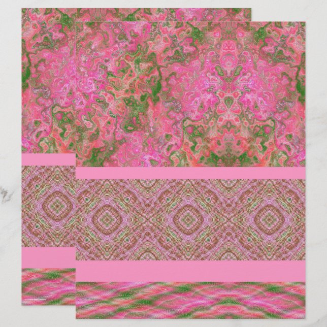 Roze Sampler Scrapbook Papier 2-zijdige Pagina (Voorkant / Achterkant)