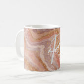 Roze SandStone Agate Marble Abstract Name Monogram Koffiemok (Voorkant links)