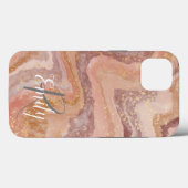 Roze Sandstone Agate Marble Abstracte Name Monogra Case-Mate iPhone Case (Achterkant (horizontaal))